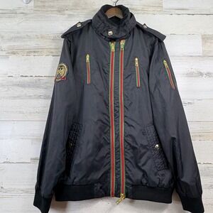 Brooklyn Basement Bomber Jacket Mens 3XL Black Dual Gold Zip Utility Streetwear